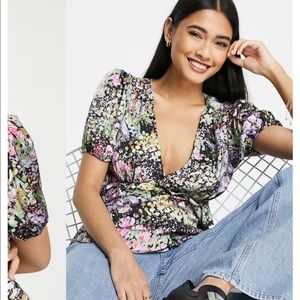 Top Shop Tie Back floral blouse